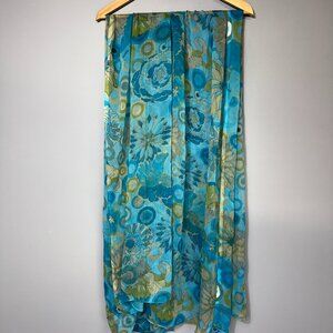 Ladies Scarf Turquoise and Teal Watercolors 100% polyester, 70" x 44"